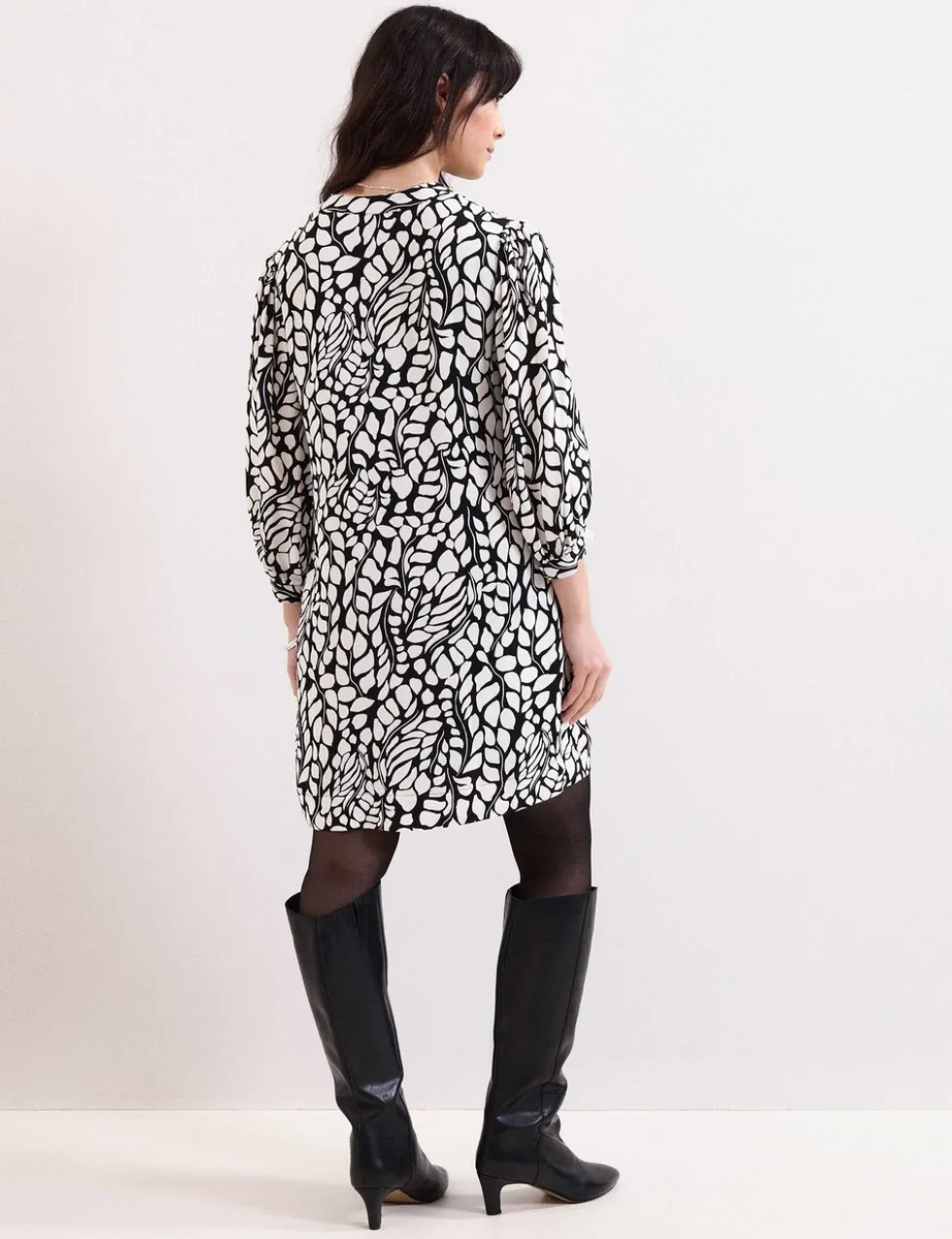 Printed V-Neck Mini Shift Dress