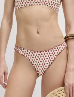 Printed Whipstitch High Leg Bikini Bottoms