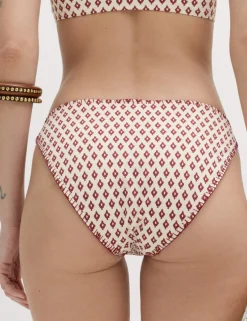 Printed Whipstitch High Leg Bikini Bottoms