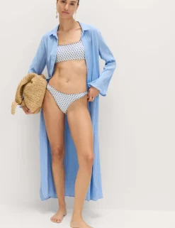 Printed Whipstitch High Leg Bikini Bottoms