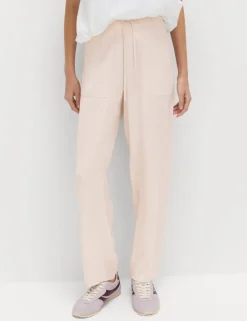 Pull On Elasticated Waist Straight Leg Trousers