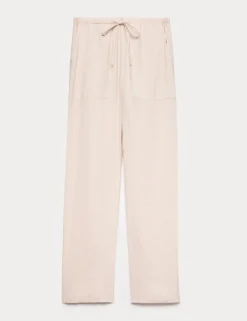 Pull On Elasticated Waist Straight Leg Trousers