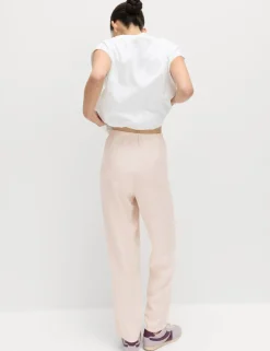 Pull On Elasticated Waist Straight Leg Trousers