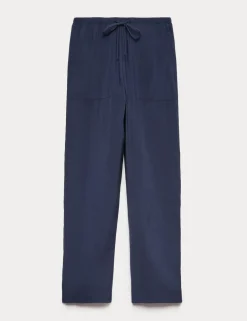 Pull On Elasticated Waist Straight Leg Trousers