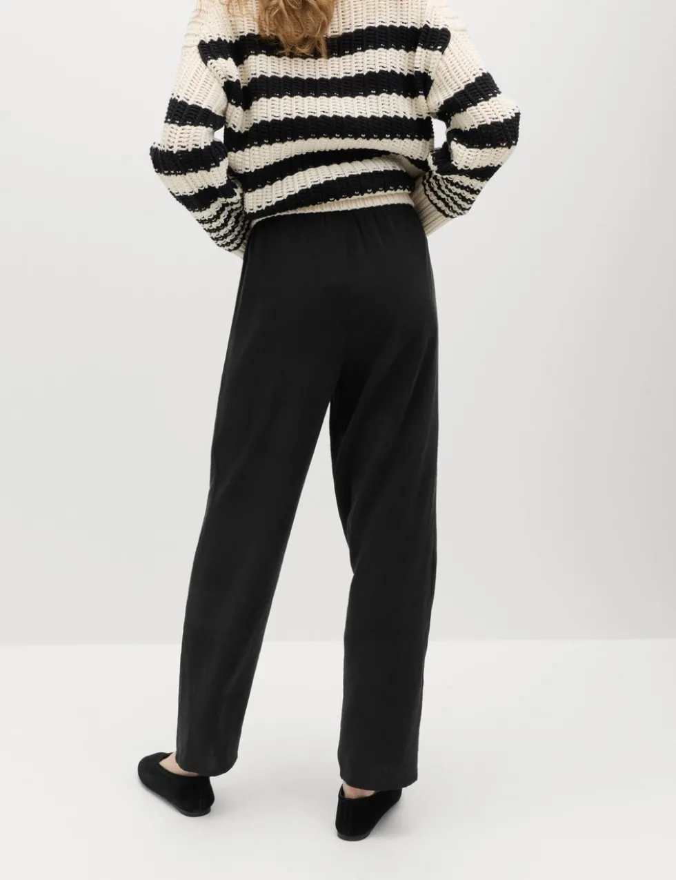 Pull On Elasticated Waist Straight Leg Trousers