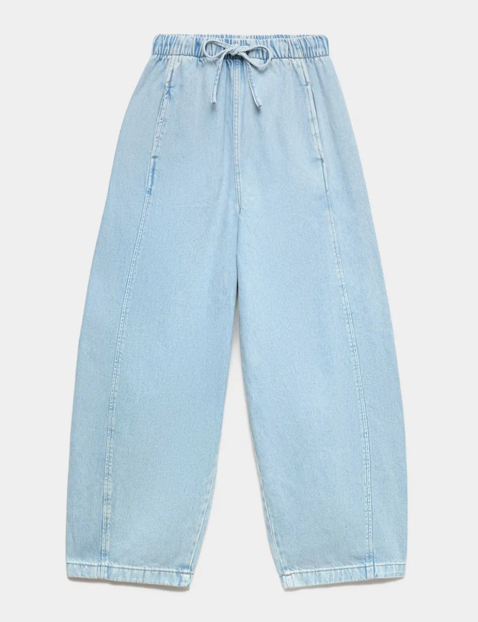 Pull On High Waisted Barrel Leg Jeans