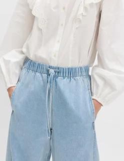 Pull On High Waisted Barrel Leg Jeans