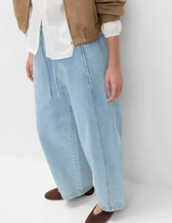 Pull On High Waisted Barrel Leg Jeans
