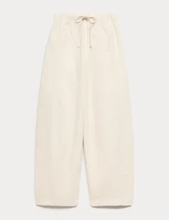 Pull On High Waisted Barrel Leg Jeans