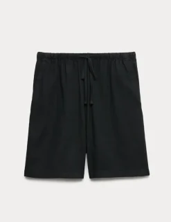 Pull On High Waisted Shorts with Linen