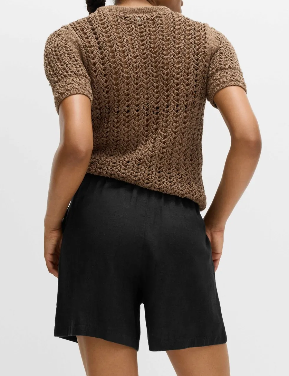 Pull On High Waisted Shorts with Linen