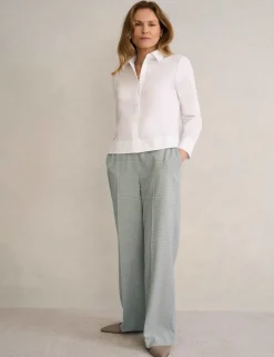 Puppytooth Mid Rise Wide Leg Trousers