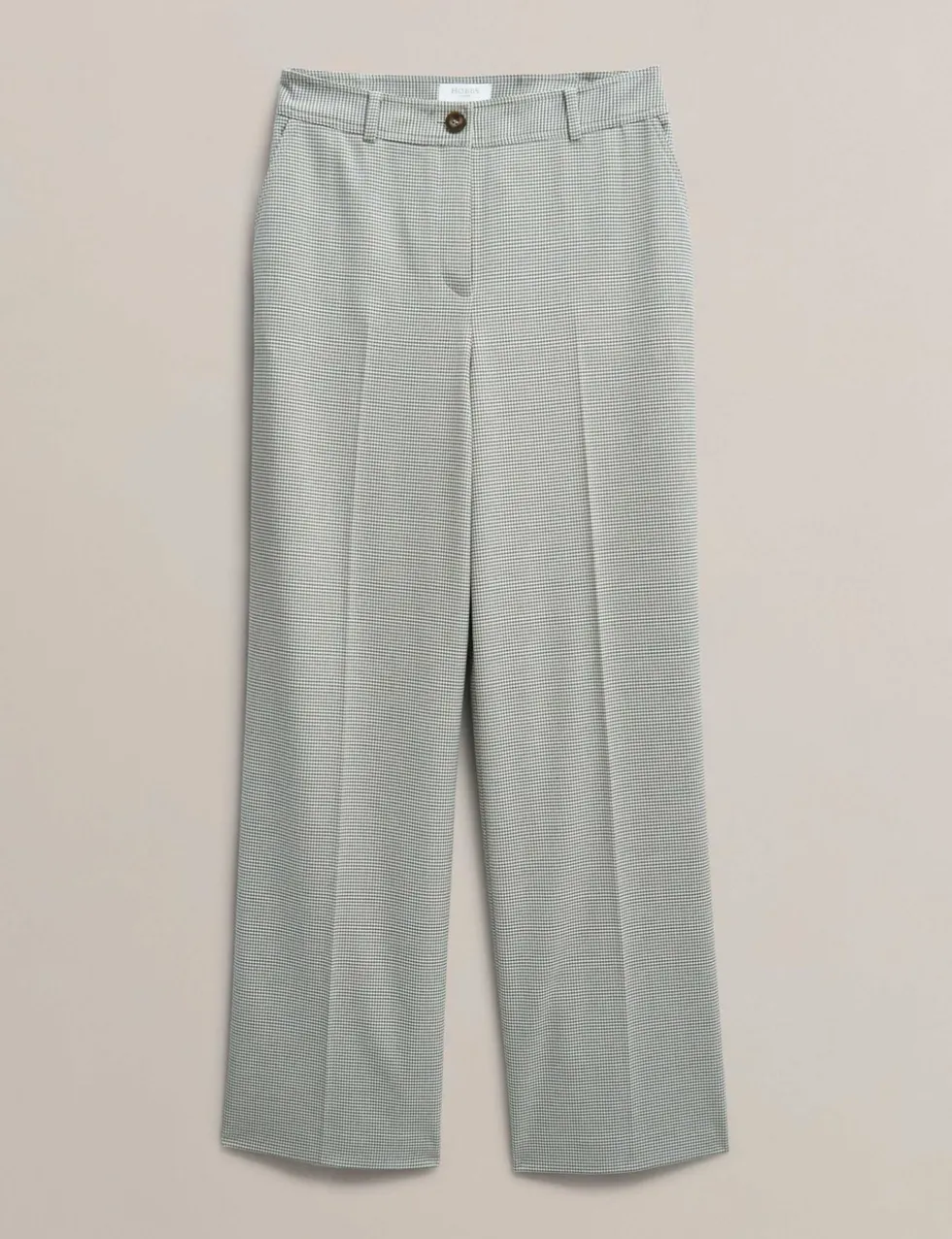 Puppytooth Mid Rise Wide Leg Trousers