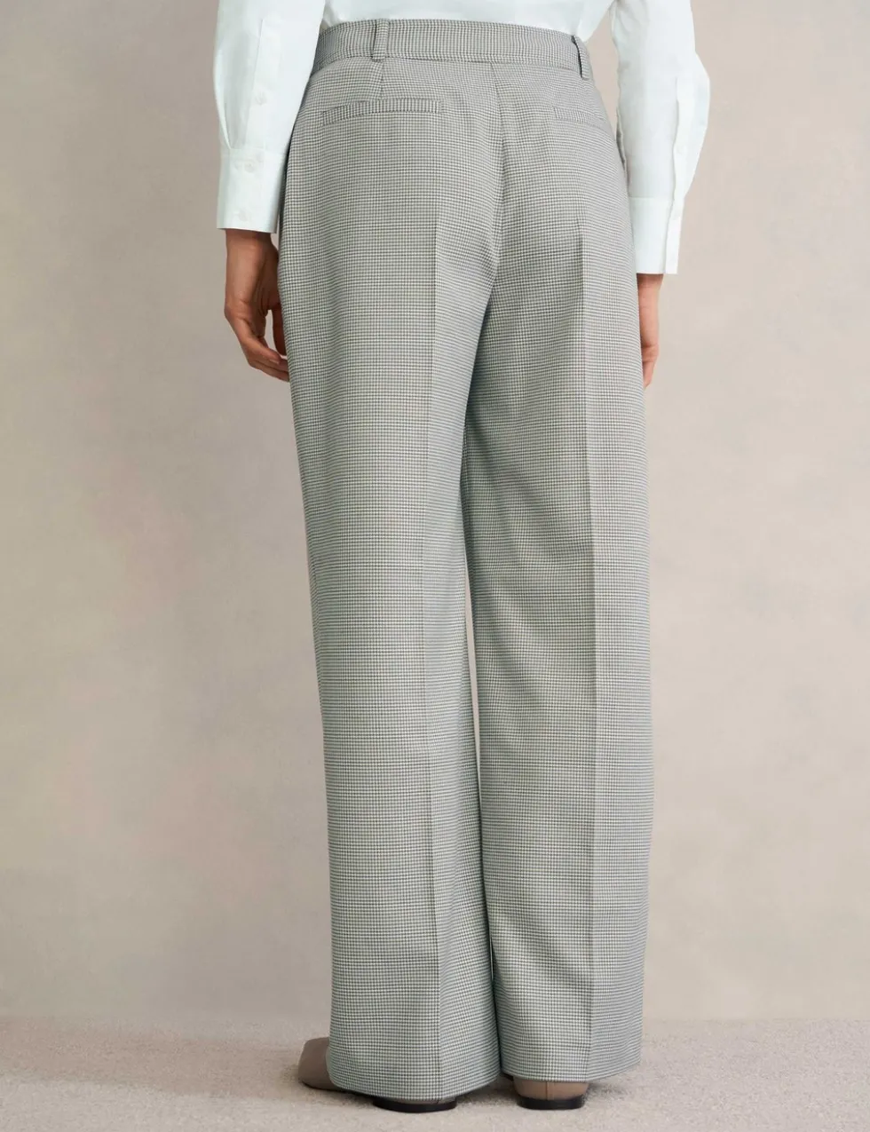 Puppytooth Mid Rise Wide Leg Trousers