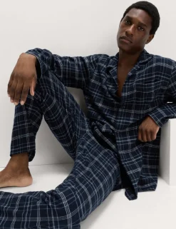 Pure Brushed Cotton Checked Pyjama Set
