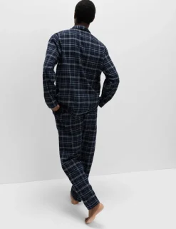 Pure Brushed Cotton Checked Pyjama Set