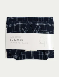Pure Brushed Cotton Checked Pyjama Set
