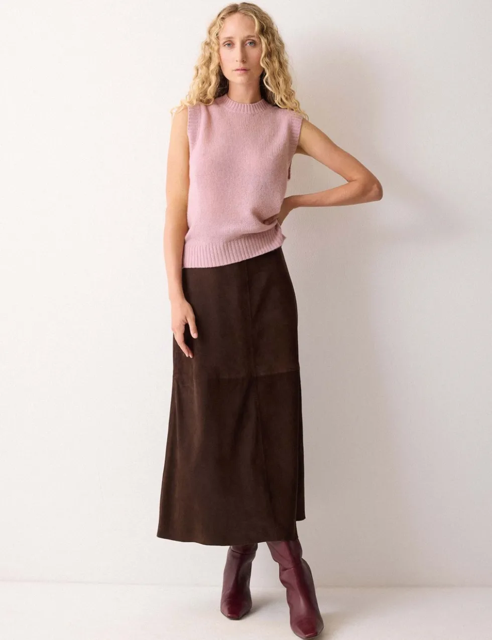 Pure Cashmere Crew Neck Knitted Vest