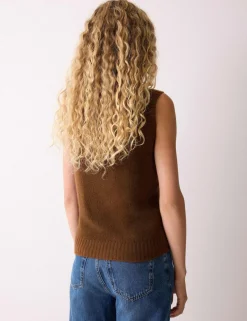 Pure Cashmere Crew Neck Knitted Vest