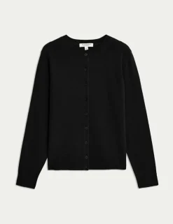 Pure Cashmere Crew Neck Relaxed Cardigan