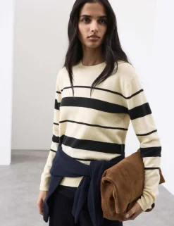 Pure Cashmere Striped Crew Neck Jumper