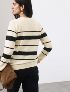 Pure Cashmere Striped Crew Neck Jumper