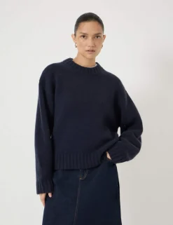 Pure Cashmere Textured Crew Neck Jumper