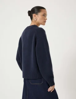 Pure Cashmere Textured Crew Neck Jumper
