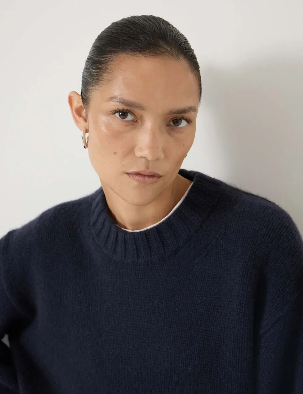 Pure Cashmere Textured Crew Neck Jumper