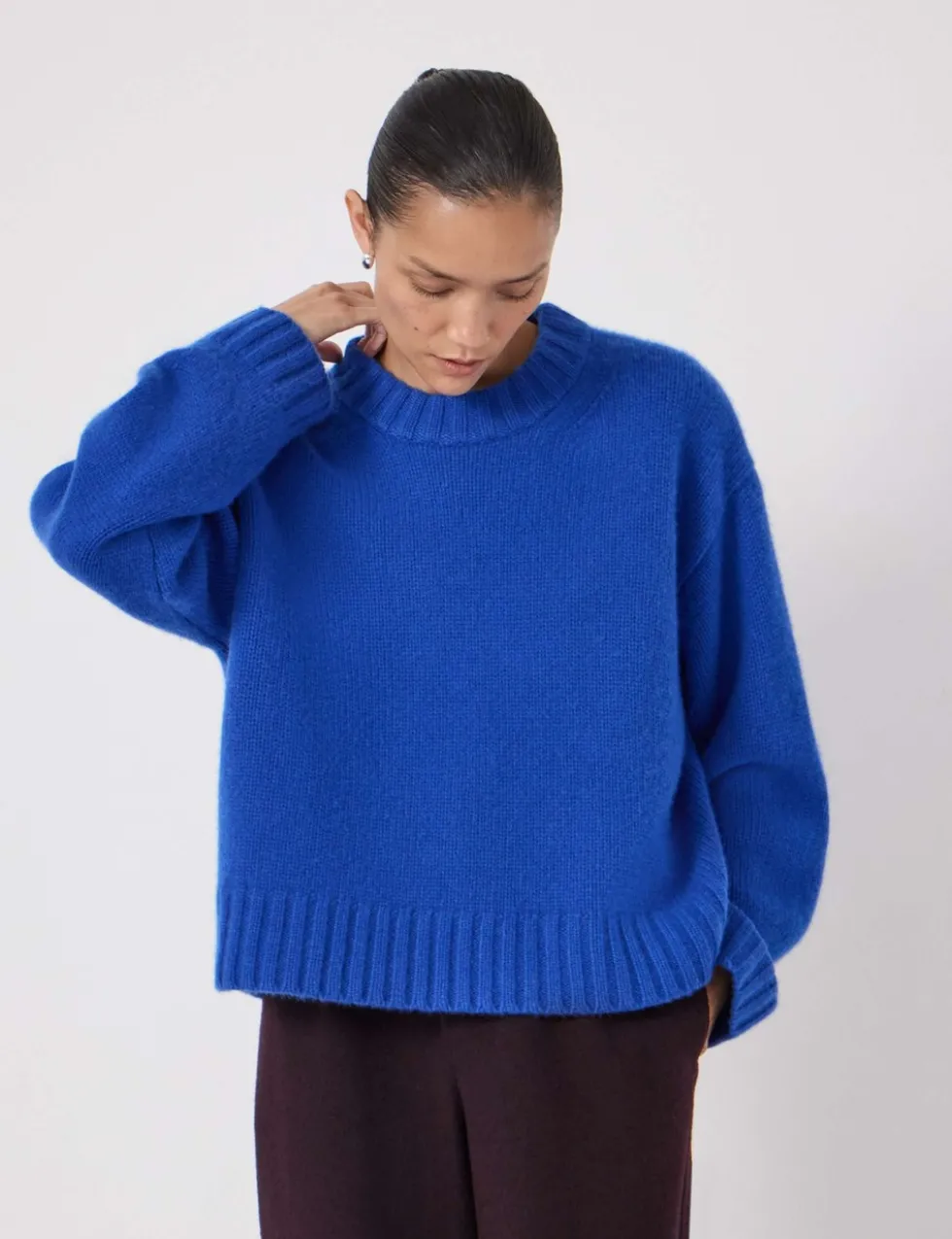 Pure Cashmere Textured Crew Neck Jumper
