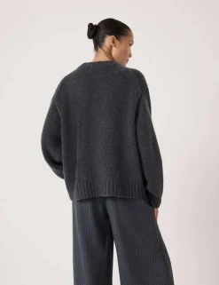 Pure Cashmere Textured Crew Neck Jumper