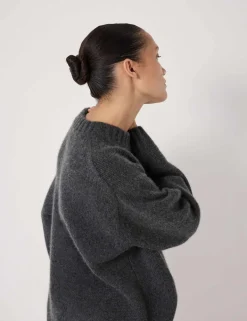 Pure Cashmere Textured Crew Neck Jumper