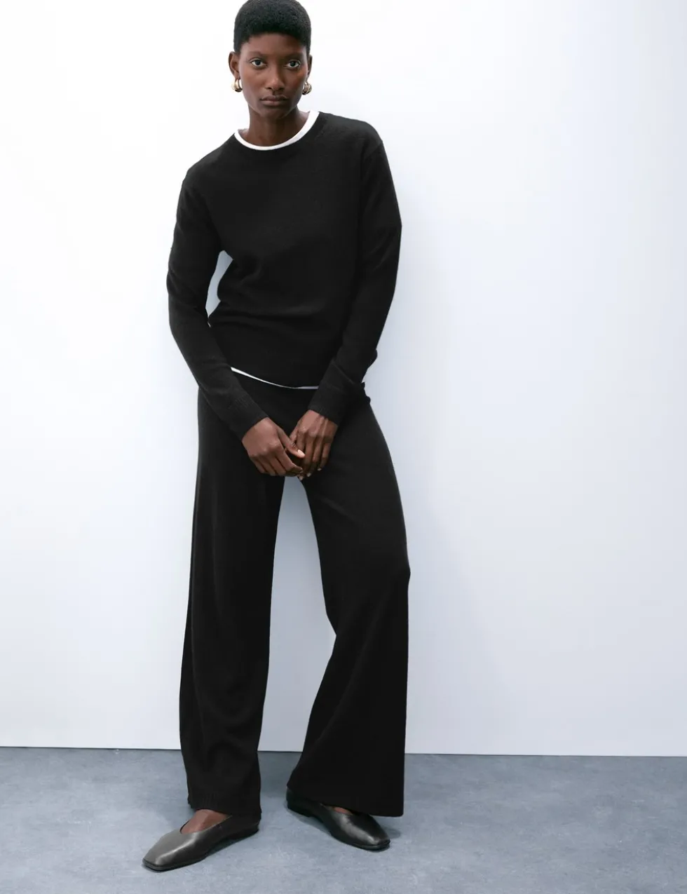 Pure Cashmere Wide Leg Trousers