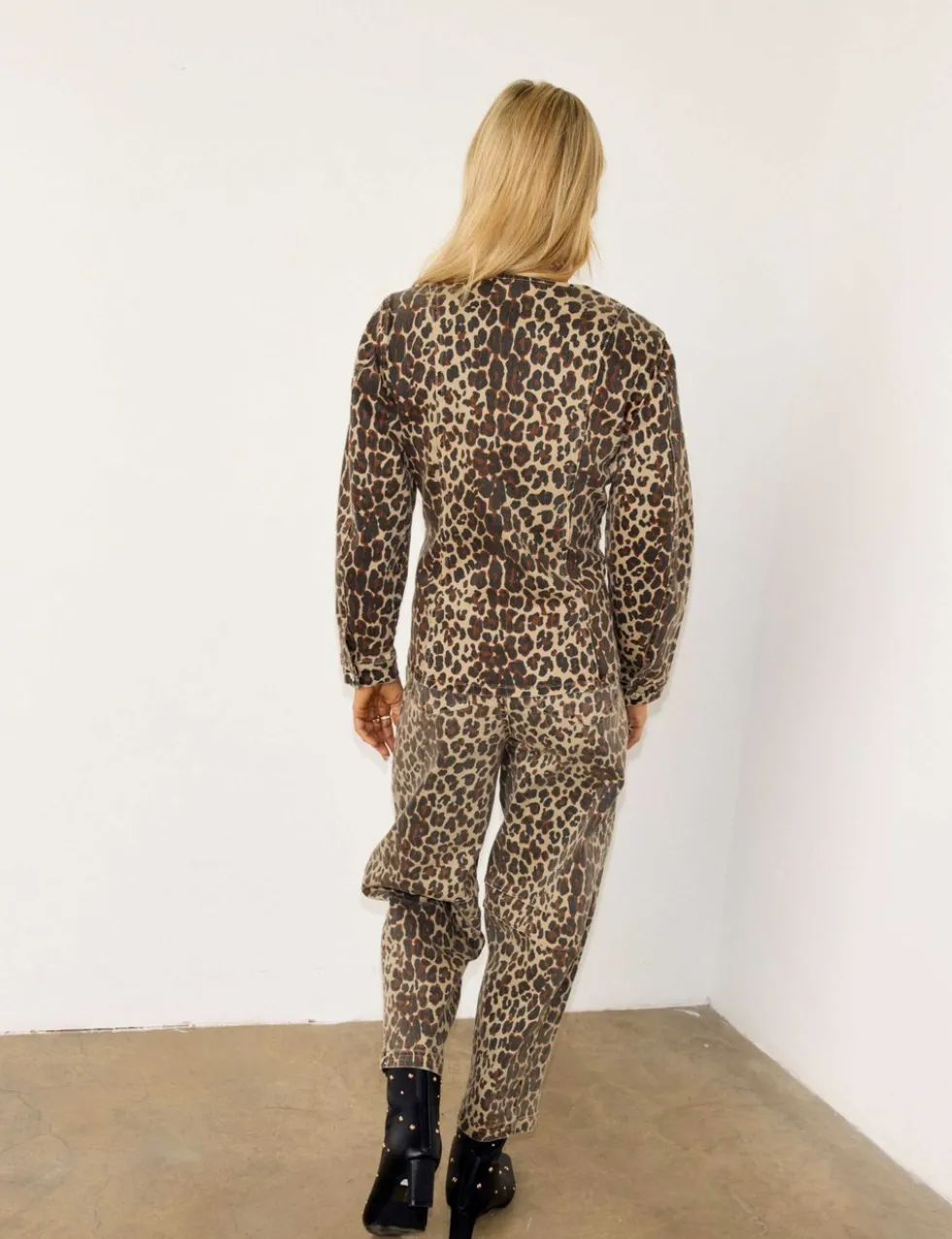 Pure Cotton Animal Print Collarless Shacket