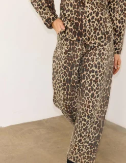 Pure Cotton Animal Print Collarless Shacket