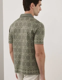 Pure Cotton AOP Geo Revere Jacquard Polo