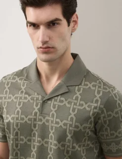 Pure Cotton AOP Geo Revere Jacquard Polo