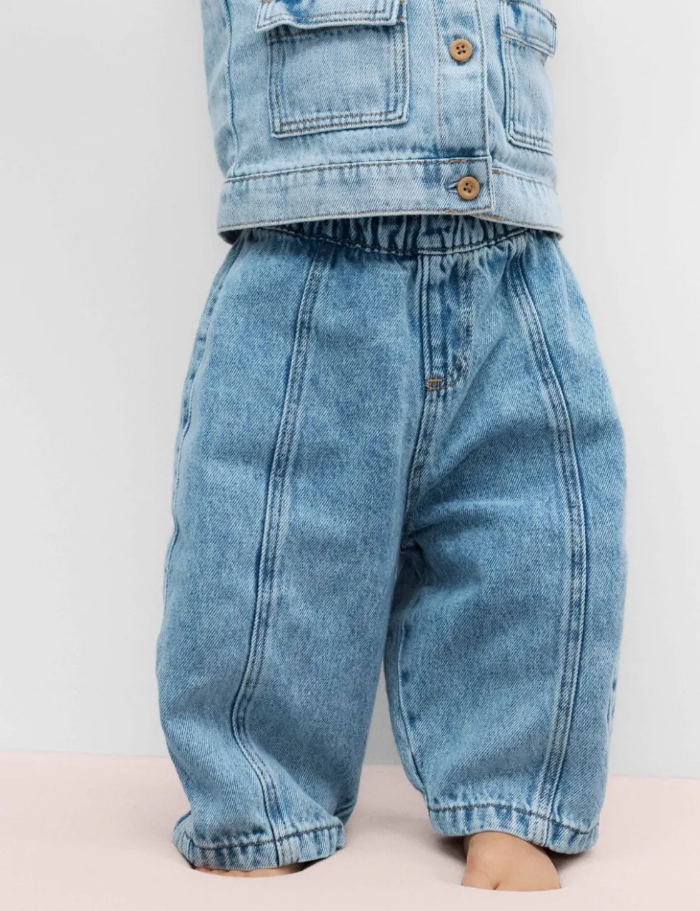 Pure Cotton Barrel Jeans (0-5 Yrs)