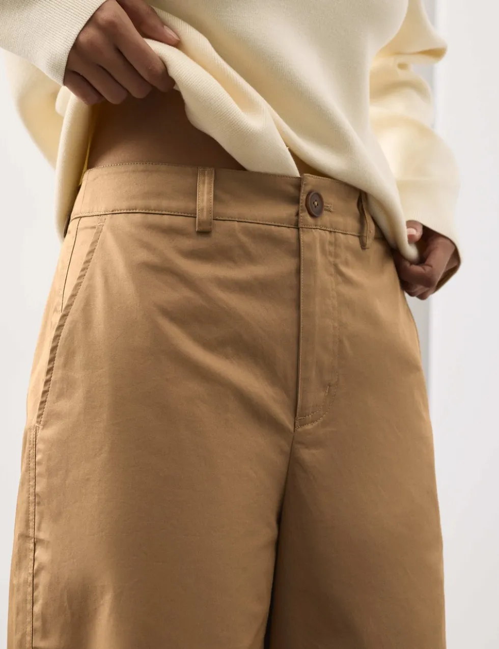 Pure Cotton Barrel Leg Chinos