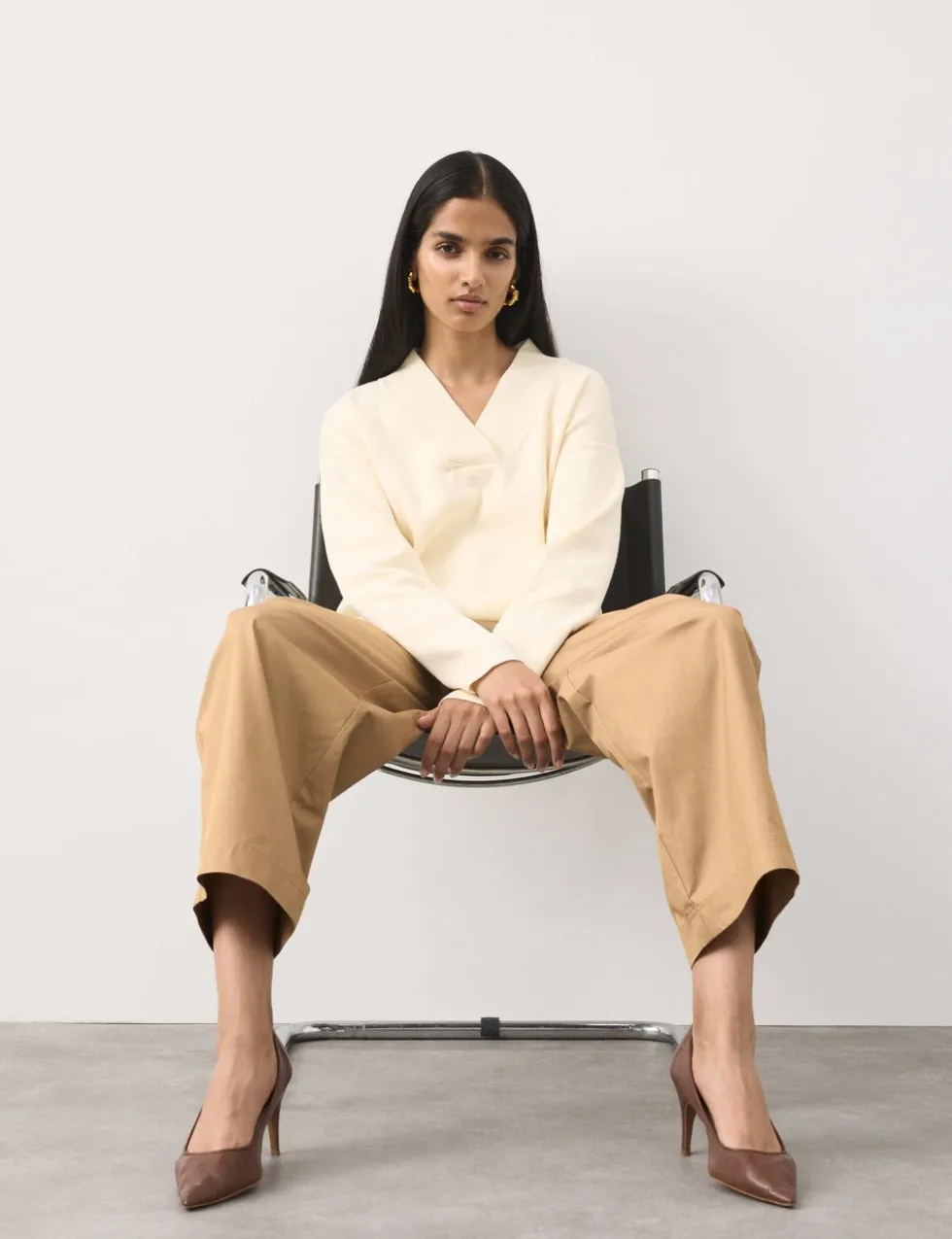 Pure Cotton Barrel Leg Chinos