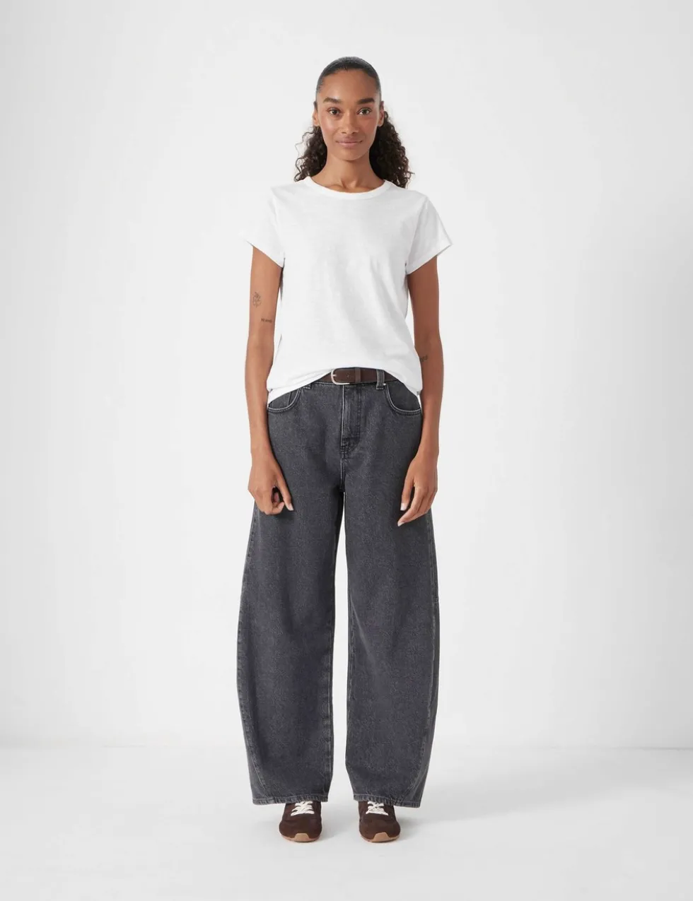 Pure Cotton Barrel Leg Jeans