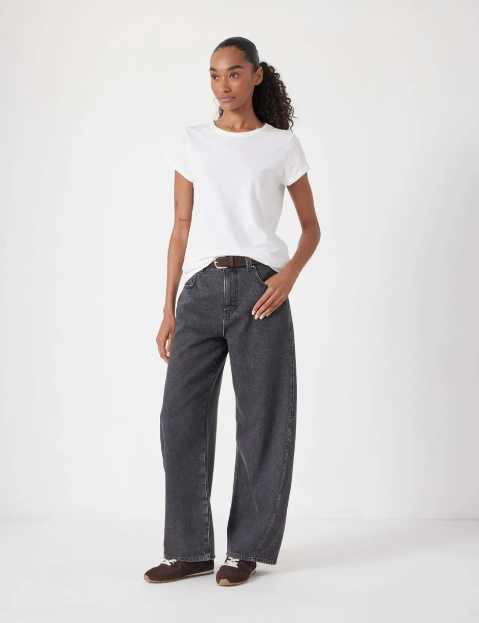Pure Cotton Barrel Leg Jeans