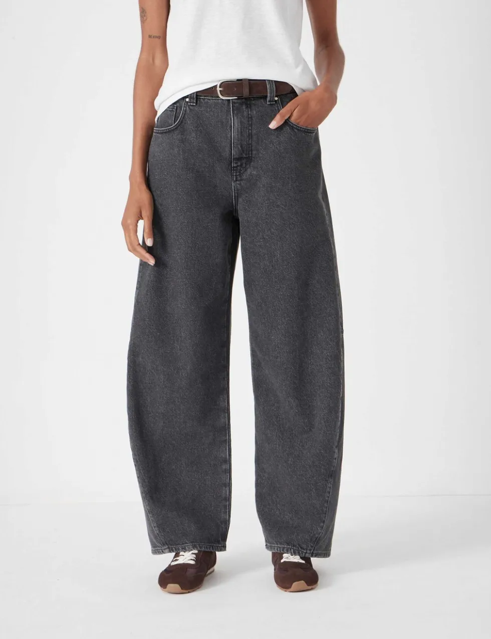Pure Cotton Barrel Leg Jeans