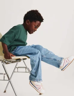 Pure Cotton Barrel Leg Jeans (2-8 Yrs)