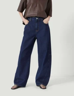 Pure Cotton Barrel Leg Jeans