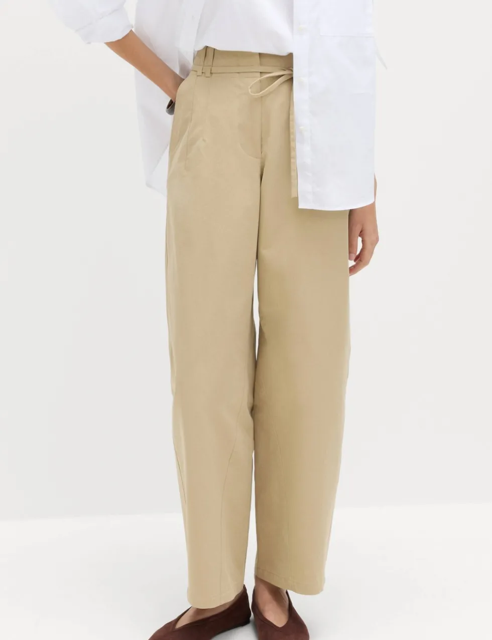 Pure Cotton Barrel Leg Trousers