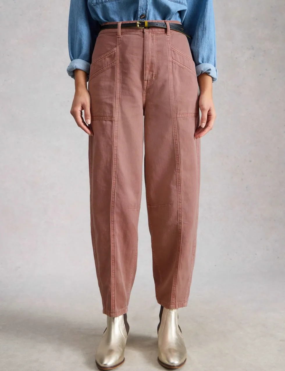 Pure Cotton Barrel Leg Trousers