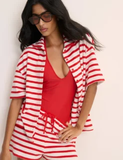 Pure Cotton Beach Towelling Striped Shirt