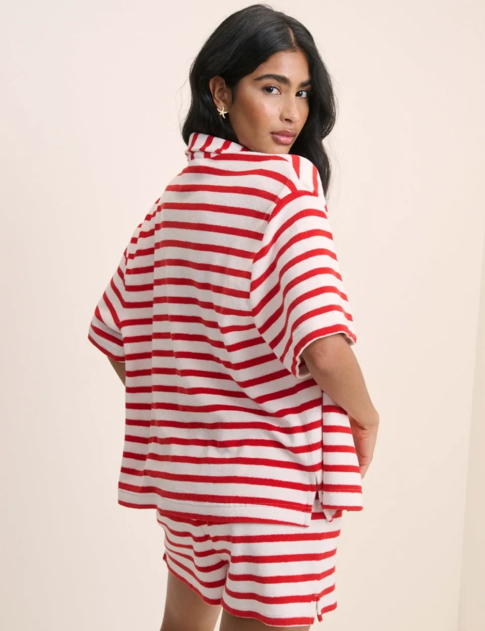 Pure Cotton Beach Towelling Striped Shirt
