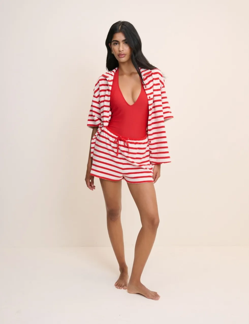 Pure Cotton Beach Towelling Striped Shirt